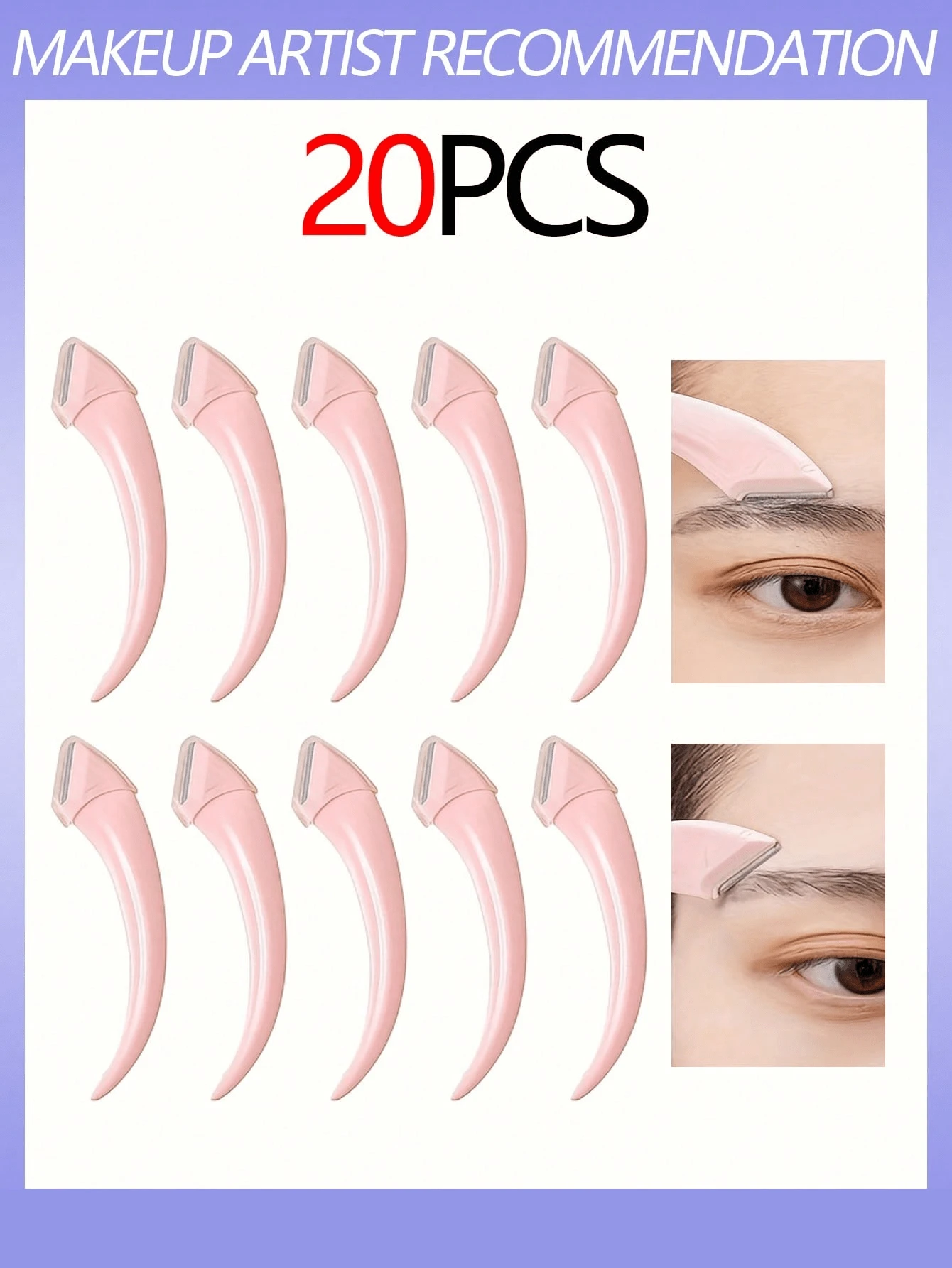 20件套修眉工具套装，包含眉刀、弯月形眉刀、手动脱毛工具，适合初学者，可用于化妆、家居装饰、梳妆台、旅行、卧室等场合，是化妆配件的理想之选。这款套装包含眉刀、化妆工具、廉价商品、礼品、女士礼品、圣诞礼物、赠品、旅行必备品等。