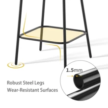 AINPECCA Bar Stools Set Of 2/4 Corduroy Cushion Breakfast Kitchen Counter Chairs With Metal Legs, Backrests & Footrests - Beige - View 5