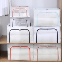 可折叠透明收纳盒，家用衣柜整理盒，用于存放衣服、床上用品 - 白色 - 查看 2