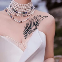 1pc Freedom Wings Temporary Tattoo, Rebellious & Unique, Experiencing The Sense Of Freedom, Waterproof, Sweat-Proof, Rub-Proof, Lasts 1-2 Weeks - Black - View 5