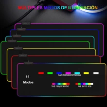 Mousepad RGB Gamer XXL, Alfombrilla RGB Gamer, Tamaño Grande 800x300x4mm con Base de Goma Antideslizante, Negro - Negro - Ver 1