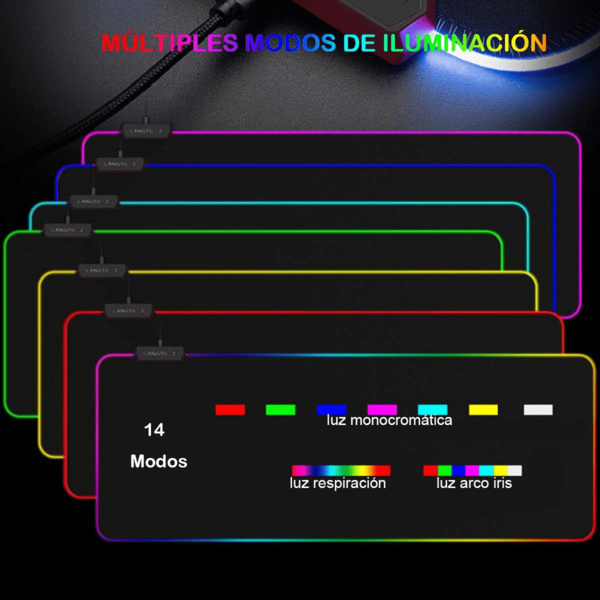Mousepad RGB Gamer XXL, Alfombrilla RGB Gamer, Tamaño Grande 800x300x4mm con Base de Goma Antideslizante, Negro