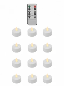 6/12/24 đèn trà LED không ngọn lửa có điều khiển từ xa, nến chạy bằng pin nhấp nháy, đèn LED điện chân thực hơn 200 giờ, thích hợp để tặng, trang trí bàn ăn, đám cưới, tiệc tùng, trang trí nhà cửa, kỷ niệm, giáng sinh, trang trí Halloween - trắng - Xem 13