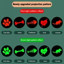 5-In-1 LED Projection Pen, Multifunction Pet Projection Flashlight - Cat Paw, Bone, Fish Bone, Heart, Mouse Patterns, Stainless Steel USB Rechargeable, Red & Green Light, Innovative Cat Toy, Cat Training Accessory To Enhance Interaction - Multicolor - View 8