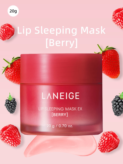 Laneige K-Beauty 20g Lip Sleeping Mask Voedt, Hydrateert, Vitamine C, Murumuru & Sheaboter, Antioxidanten, Schilferende, Droge Lippen, Simpel, Modieus, Praktisch en Multifunctioneel, Lippenverzorging, Koreaanse Make-up, Bessen