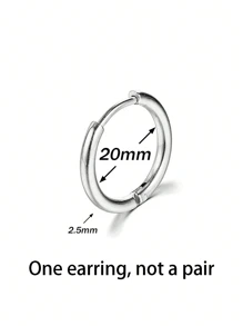1入組2.5mm規格男女皆可使用不銹鋼耳環夾/耳環/耳釘,簡約設計,適用於helix穿孔,尺寸8-20mm（多種選擇）