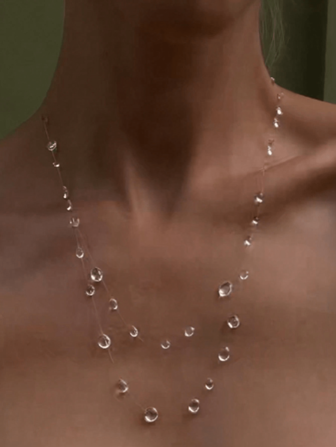 1 pieza Collar minimalista de moda con gota de agua falsa en capas, adecuado para mujeres en cualquier ocasión