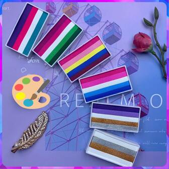 12-Color Y2K Face Paint Palette | High-Pigment Matte Makeup - Glide & Last All Day Rainbow Stripe Design | Festival, B'day, Summer Vibes ,For Halloween, Christmas, Easter, Parties