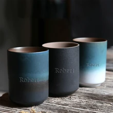 1 Piece Of 10oz Stoneware Water Cup, Personal Cup, Host Cup, Water Cup, Tea Cup, Single Cup, Restaurant Kiln-Changed Gradient Cup, Private Customization, Laser Printing, Customized Name, Hot And Cold Safety, Comfortable Feel, Quality Cup Body, Ideal Capacity