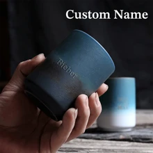 1 Piece Of 10oz Stoneware Water Cup, Personal Cup, Host Cup, Water Cup, Tea Cup, Single Cup, Restaurant Kiln-Changed Gradient Cup, Private Customization, Laser Printing, Customized Name, Hot And Cold Safety, Comfortable Feel, Quality Cup Body, Ideal Capacity