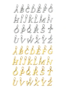 1pc Gold Stainless Steel Initial Letter Pendant, 26 English Alphabet Gold Charms, Suitable For Jewelry Making, Earrings, Necklaces, Bracelets, Anklets, Bag Charms, Keychains, Phone Case Decorations, Summer Beach Accessories, Back To School/Graduation Gifts, Halloween, Christmas