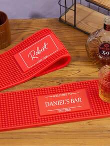 1 件定制酒吧桌旗、个性化酒吧垫、咖啡和鸡尾酒垫、家庭酒吧配件、艺术橡胶杯垫、送给父亲、男朋友的礼物、定制杯垫 - 紅色 - 查看 9