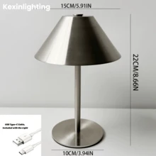 Kexinlighting 1个北欧风格触控台灯，无线单色台灯，LED触控台灯，便携式触控台灯，3种色温可调台灯，可调光台灯，卧室台灯，锥形金属灯罩，独特触控台灯，适用于家居装饰/办公室装饰/餐厅装饰/节日礼物 - 三色光 - 查看 13