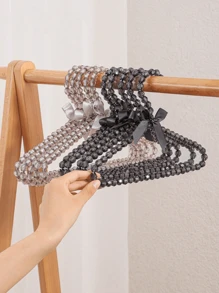 1 قطعة شماعة ملابس فاخرة مزينة بعقدة وخرز ماس، رف عرض للخزانة