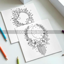 GDTME 1 BOHO MOON 极简主义大胆设计：独特的宇宙主题成人及青少年涂色书，24页厚实插图（珠光封面），尺寸7.9 x 7.9英寸，线条粗犷，易于涂色，放松身心，缓解压力，适合作为情人节、复活节、返校季、新年或生日礼物，也可用作美术用品、文具、学习材料和房间装饰。 - 彩色 - 查看 8