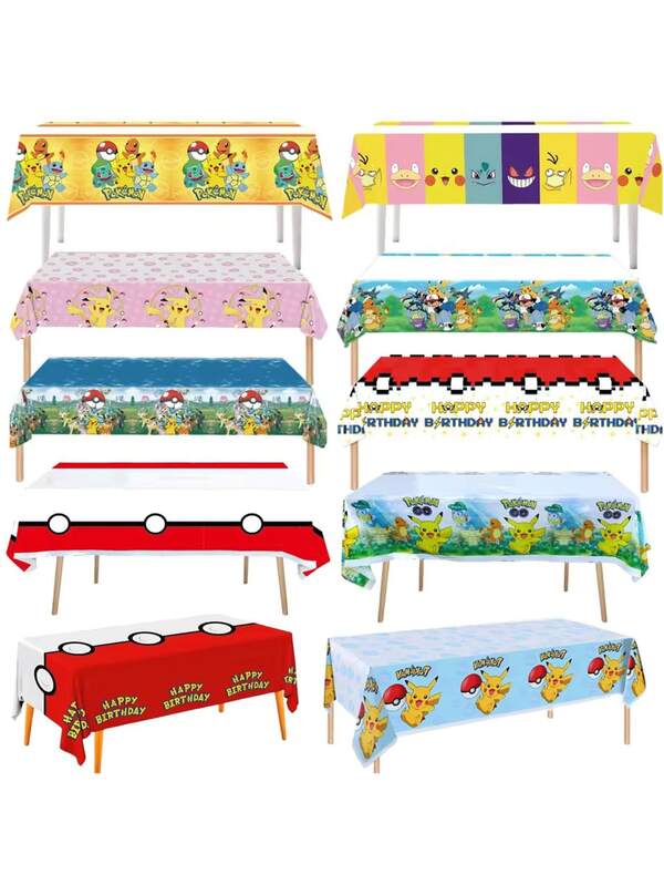 Nappe Pokémon pour décoration de fête d'anniversaire, nappe jetable Pikachu pour table, nappe de table, baby shower, jouets pour enfants, fournitures de fête