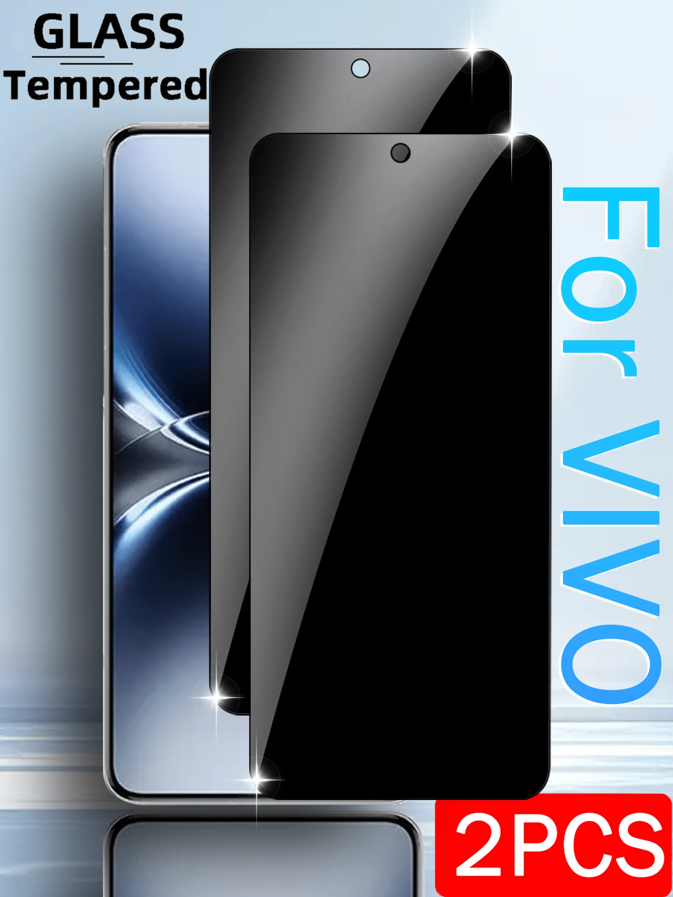 2Pcs Privacy Screen Protector For Vivo, Privacy Glass Full Coverage ...