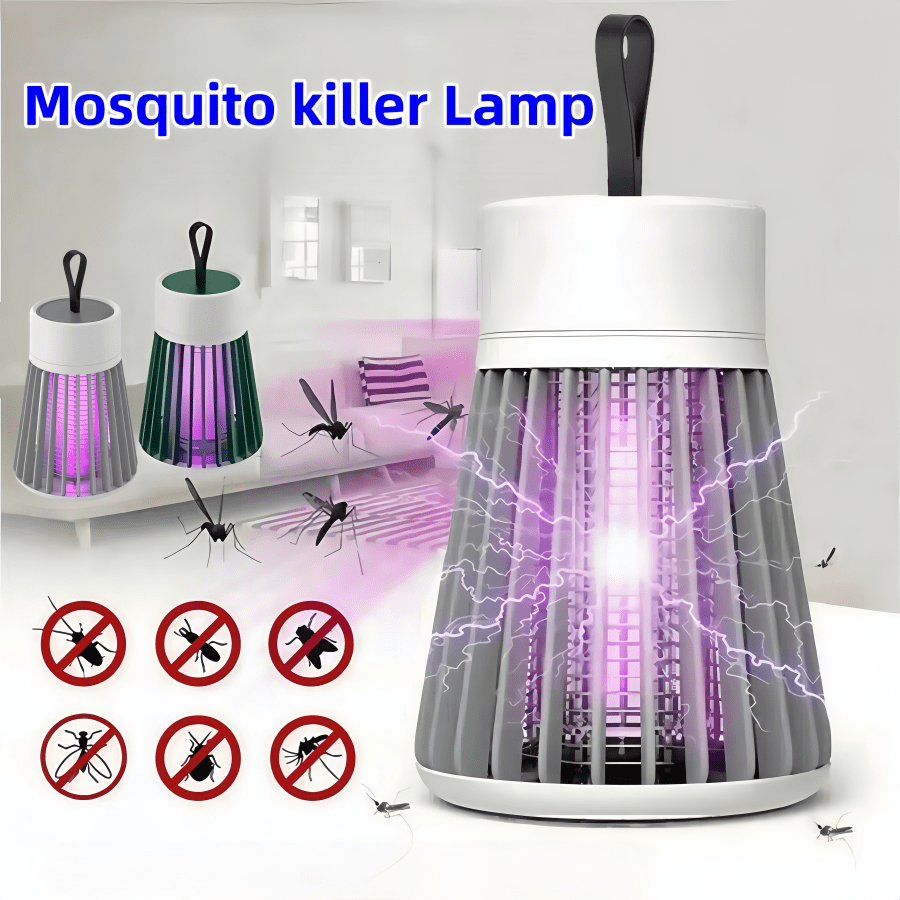 Lâmpada matadora de mosquitos recarregável/plug-in suspensa - Grade elétrica protetora de 360° Repelente de mosquitos UV | Lâmpada matadora de insetos multifuncional para casa, quarto/acampamento ao ar livre/varanda | Design portátil USB + grade sensível ao toque | Silencioso e matador de mosquitos | Repelente de mosquitos para ambientes internos e externos | Repelente físico de mosquitos sem resíduos químicos | Lâmpada de captura de pragas de amplo alcance.