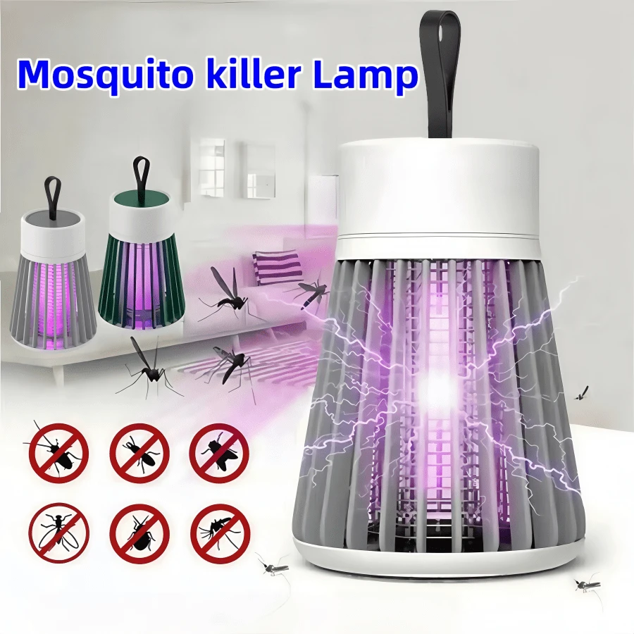 可充電式掛式蚊殺燈 360°保護電網 UV 驅蚊燈 多功能殺蟲燈 適用於居家臥室、戶外露營、陽台與庭院