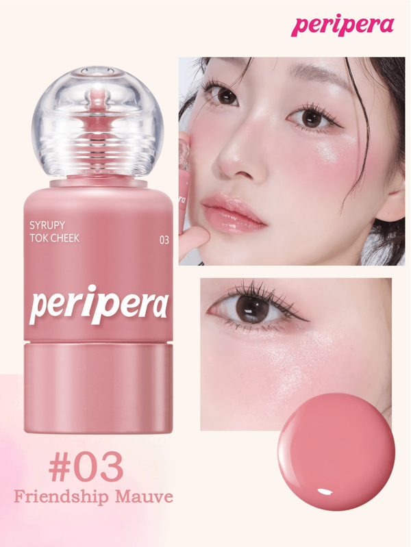 Peripera K-Beauty SYRUPY TOK WANG Flüssig Rouge für die Wangen, Creme Rouge Make-up, natürlicher glänzender Abschluss, samtweiche Textur, natürlich aussehender Abschluss, Tägliches Make-up, Koreanisches Make-up