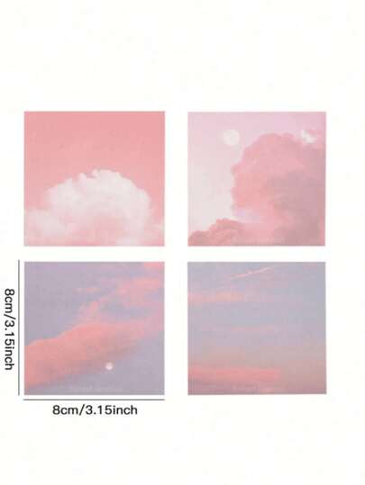 50/100/200/400/600/800/1000pcs Gradient Color Sticky Notes, Random Color Styles (50pcs/Book), 5 Styles: Sunset, Colorful Clouds, Dawn, Sunset, Twilight. Minimalist Cloud Design, Fairy Style. Cute And High Quality, Suitable For Students, Casual Back To School Style, Message Memo Pads, Teacher Rewards For Students, Favorite Reward Gifts, High-Value Portable Student Sticky Notes, Self-Adhesive