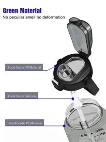 64盎司/1/2加仑水瓶，带瓶套和吸管，大容量运动水瓶，带有激励时间刻度，防漏，配有肩带，适合健身房和户外活动