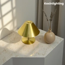 Kexinlighting 1个北欧风格触控台灯，无线单色台灯，LED触控台灯，便携式触控台灯，3种色温可调台灯，可调光台灯，卧室台灯，锥形金属灯罩，独特触控台灯，适用于家居装饰/办公室装饰/餐厅装饰/节日礼物 - 三色光 - 查看 6