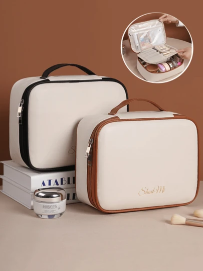 1 件大容量防水旅行化妆包，便携式手持收纳袋，多功能化妆品收纳包。适用于假日旅行、商务旅行、浴室收纳、化妆品收纳、派对、海滩、校园、宿舍、送给妈妈、女朋友、生日、节日的礼物