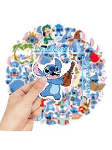 50/100PCS Optional Disney Officially Licensed Stitch Cute Cartoon Style Lilo & Stitch Sticker Decoration DIY Sticking Notebook Mobile Phone Case Gift Wrapping Party Decoration Cute And Childlike PVC Material Cartoon Patterns Various Styles Children's Handicraft Festival Decorative Gifts Christmas Halloween