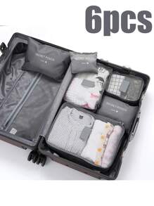 1/6 件套旅行整理袋套装、洗衣袋、衣服拉链储物袋、鞋袋六件套、旅行衣物整理袋、宿舍必备学校学生老师旅行收纳袋套装带内衣袋防水防尘拉链行李返校尼龙、男女学生旅行必备品 - 西瓜粉 - 查看 11