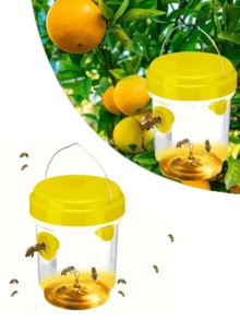 4 PIEZAS Trampas para abejas y avispas - Asesino de insectos colgante para exteriores, diseño transparente, - Atrae y mata abejas carpinteras, abejorros, moscas - Fácil de limpiar para jardín, patio, patio trasero, camping (naranja), Trampas para insectos voladores verde, amarillo