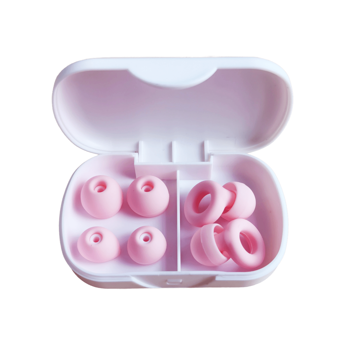 可重复使用的硅胶隔音耳塞，配有 3 种尺寸的可更换耳塞头，可水洗的睡眠降噪耳塞，佩戴舒适无痛，白色高级收纳盒 - 彩色 - 查看 2