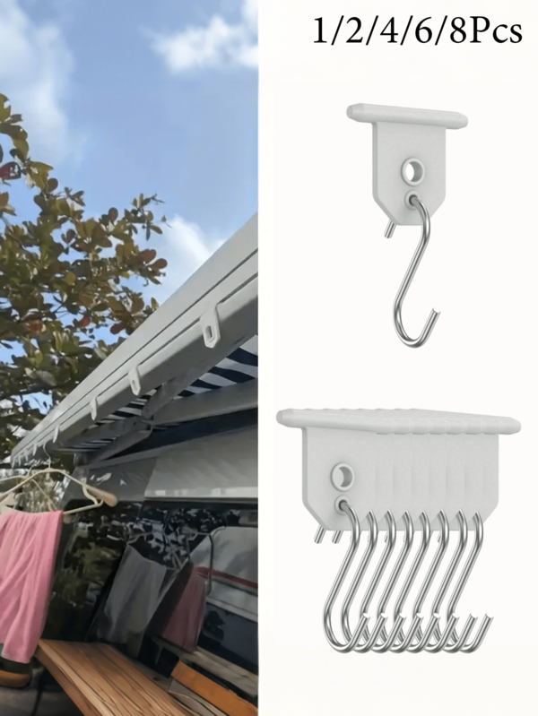 Ganchos para toldo de caravana para luces, accesorios de toldo de camping, clips para luces de toldo de caravana, set de soportes para luces de autocaravana - Ganchos en forma de S compactos para fiestas de Navidad, camping, tienda de campaña, suministros interiores y exteriores