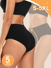 Molasus Women's Cotton Underwear High Waisted Full Coverage Ladies Panties (Regular & Plus Size) - màu đen - Xem 2