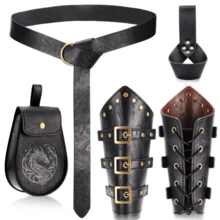 1 Set Renaissance Viking Medieval Leather Belt And Arm Guard LARP Costume Accessories,Halloween - A - View 4