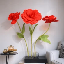 1支30厘米巨型PE泡沫玫瑰人造花枝，婚礼背景装饰，牡丹花园墙路舞台派对用品，摄影道具，墙面装饰，家居摆设（仅花头） - 彩色 - 查看 6