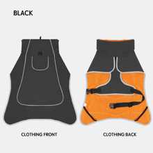 1 件狗雨衣 - 防水狗冬季夹克，防风外套，冬季狗雨可调节外套，带反光条，绿色和黑色 - 黑色 - 查看 7