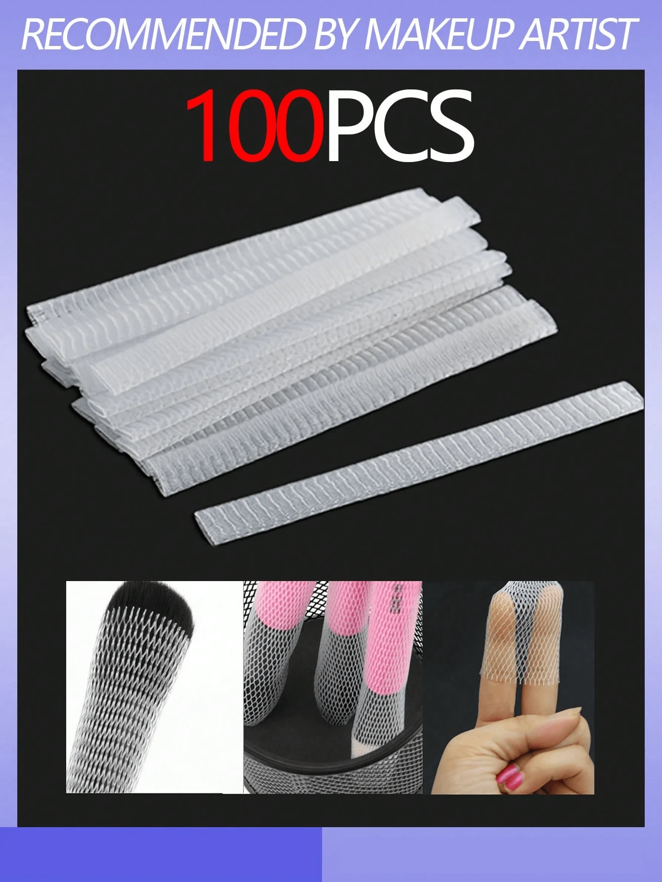 100/50/20/10pcs Makeup Brush Protective Net Covers, Plastic Net Covers, Hair Brush Net Covers, Anti-Shedding Protector, Makeup Brush Collection Nets, Beauty Tools - Multicolor - View 1