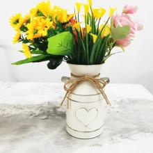 1pc Retro Distressed Flower Vase Iron Art Milk Jug Vase Decor Gifts Birthday Graduation Home Decor Room Decor Glass Vase - View 6