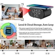4K Ultra HD Hidden Camera Wireless Charger Alarm Clock – Nanny Cam With Motion Detection, AI Person Detection And Cloud/SD Loop Recording For Home