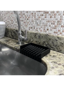 Kitchen Sponge Holder With Drain – Kitchen Organization + Cell Phone Gift Smart Design - màu đen - Xem 1