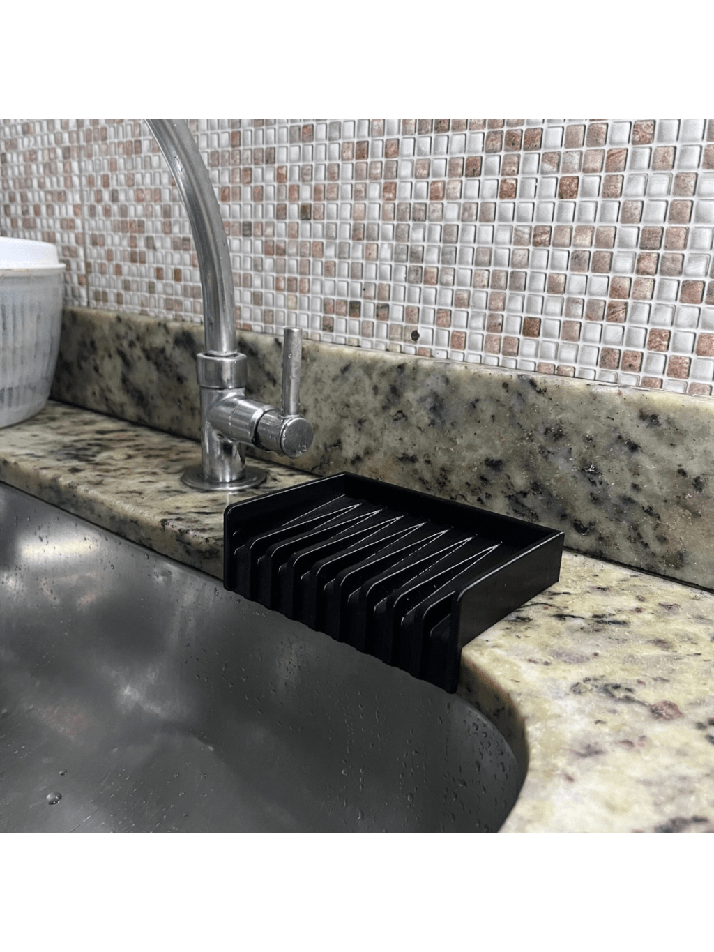 Kitchen Sponge Holder With Drain – Kitchen Organization + Cell Phone Gift Smart Design - màu đen - Xem 1