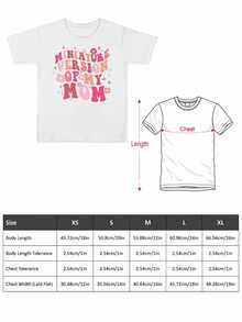 Girls' Cute Pink Floral Miniature Version Of My Mom Graphic Tee Shirt  Kids Summer Casual Short Sleeve Top - 白色 - 查看 3