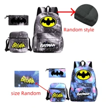 Warner Bros 3pcs/Set WB Batman Backpack Set, Casual Backpack, Collegiate Style Fashion Student Backpack, Printed Large Capacity Outdoor Backpack, Cute Cartoon Backpack, Back To School, Halloween, Christmas Gift - Multicolor - View 11
