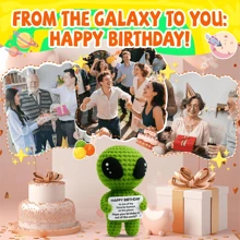 1件手工钩编桌面装饰品，可爱外星人科幻设计，生日、情人节、母亲节、父亲节礼物，送给同事、家人、妈妈、爸爸、姐妹、闺蜜，手工制品，传递正能量，鼓励，毕业典礼、节日、派对小礼物、纪念品 - 彩色 - 查看 7