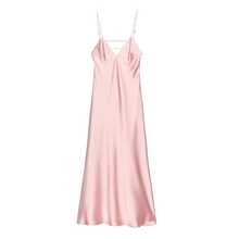 DEEKA New Sexy V-Neck Satin Slip Backless Dress, Elegant Party Cocktail Gown - Baby Pink - View 3