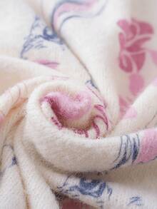Clothing Runs Large, Order One Size Down. Cute Girls Rabbit & Floral Print Knit Sweater, Suitable For Outdoor/Holiday, Great Easter Gift For Young Girl -055 - Pink - View 4