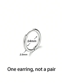1入組2.5mm規格男女皆可使用不銹鋼耳環夾/耳環/耳釘,簡約設計,適用於helix穿孔,尺寸8-20mm（多種選擇）
