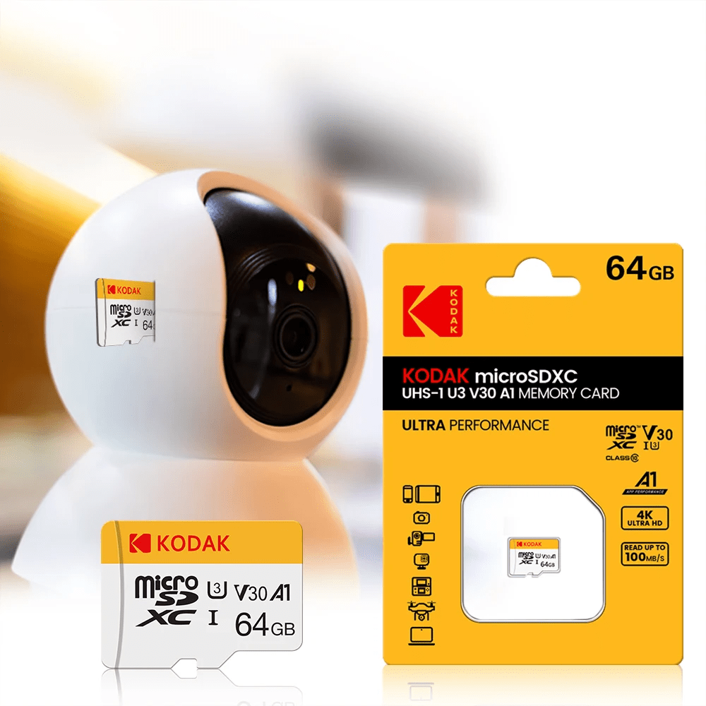 Kodak 柯达 64GB Micro SD 卡 16GB 32GB 高速存储卡 Class10 V30 U3 SDXC 128GB 256GB 适用于智能手机、平板电脑和相机 - 黃白色 - 查看 4