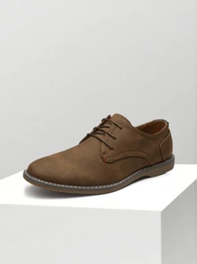 SHOESMALL Men's Oxford Suede Business Casual Brown Dress Shoes Plain Toe Oxfords Classic Formal Derby Shoes